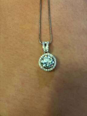Certified 3ct Moissanite Necklace,18k white gold filled Stamped Silver necklace